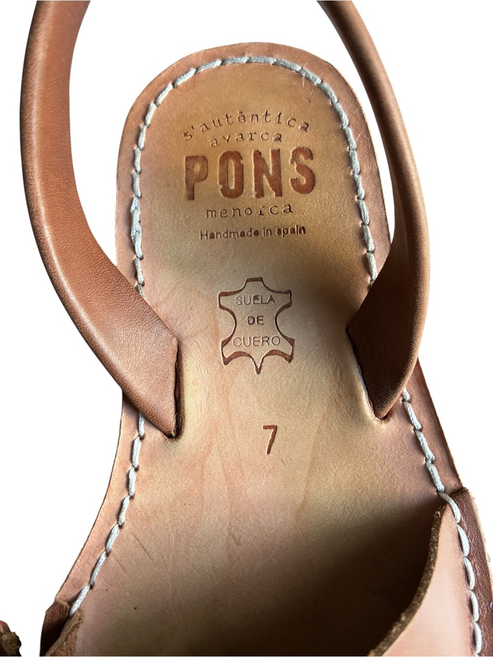 PONS Classic Avarca Menorca Leather Sandals Tan Brown Women’s 7 Spain - Picture 3 of 11